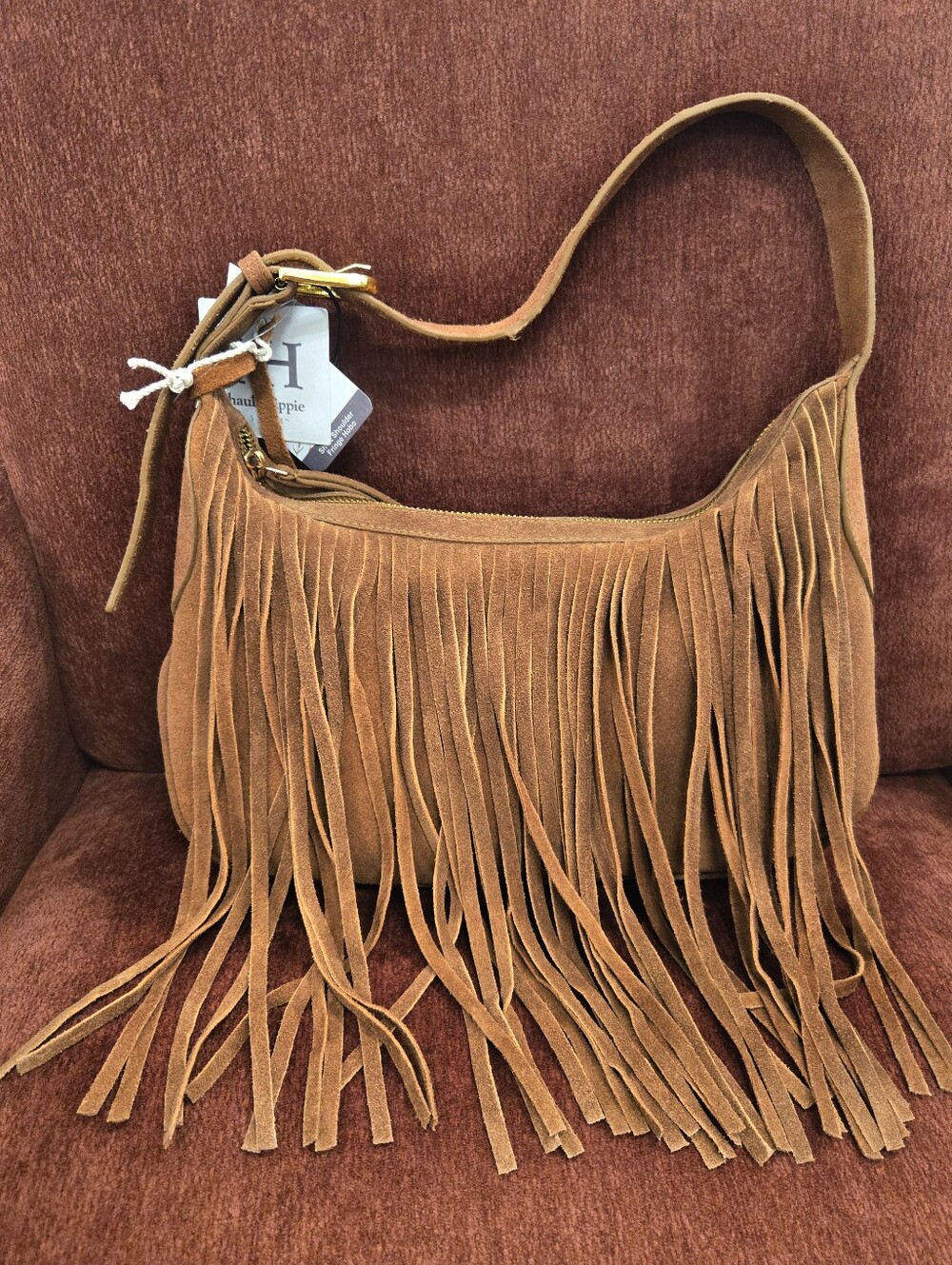 Haute Hippie Tan Suede Fringe Shoulder Handbag